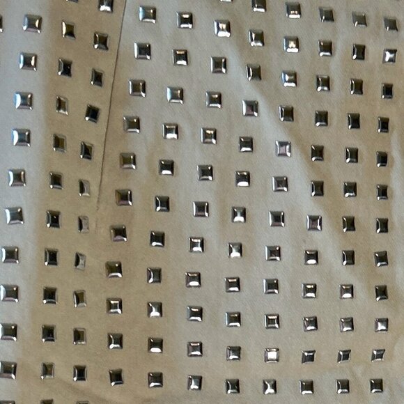 H&M SZ 18 NWT Ecru color studded faux leather mini skirt Artsy Party Club Disco - Picture 5 of 6